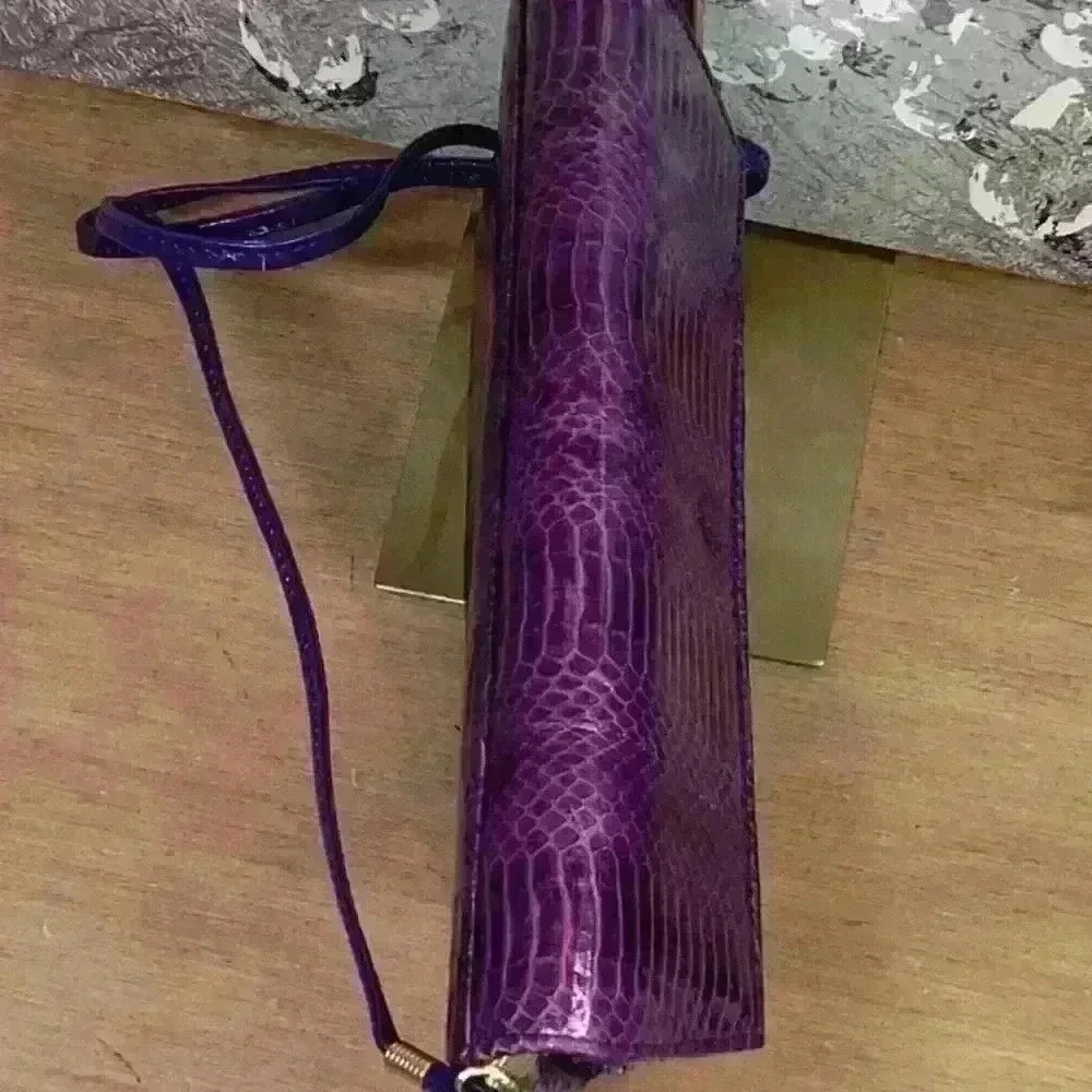 Purple Snake Skin Vintage Clutch / Crossbody Bag